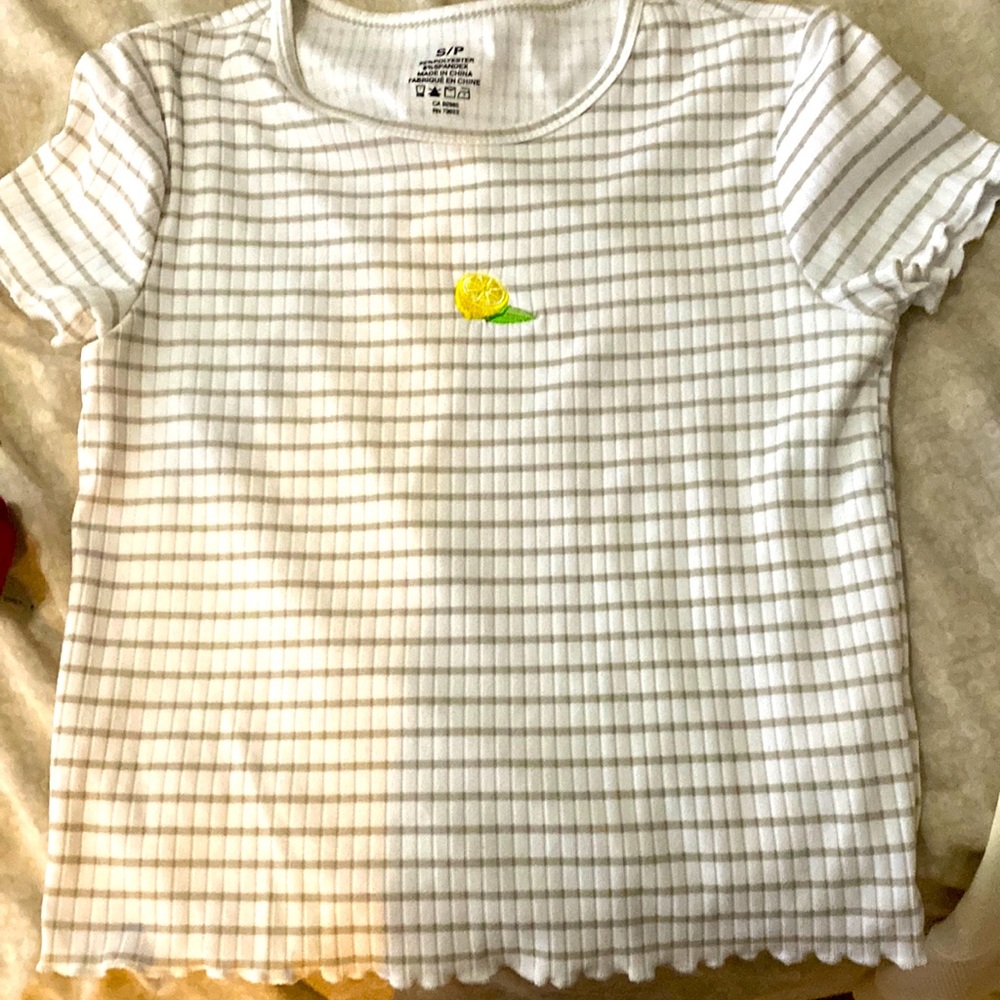 Grey striped lemon top